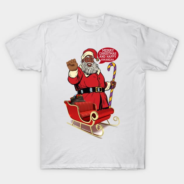 Merry Christmas & Happy Kwanzaa T-Shirt by Afroditees